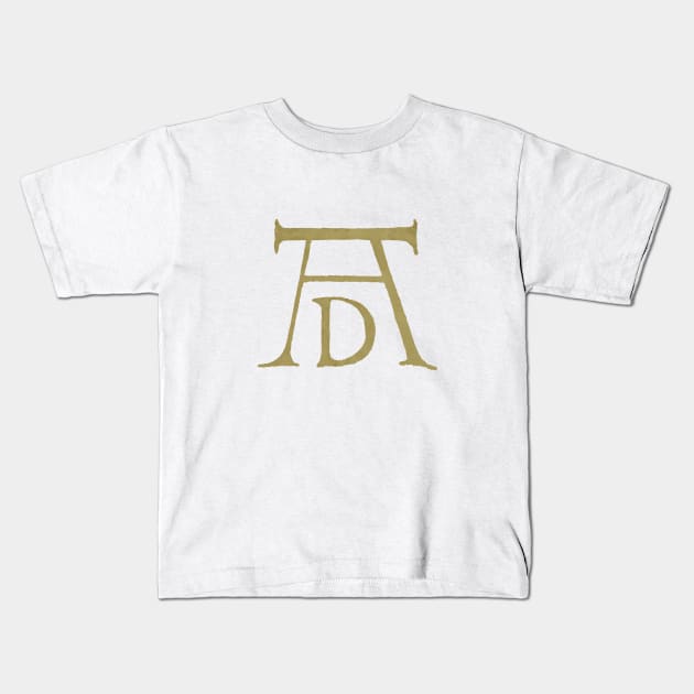 Albrecht Durer auto portrait and signature Kids T-Shirt by bibliotee